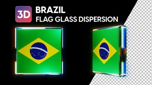 Seamless Loop 3D Rotating Glossy Brazil Flag Icon