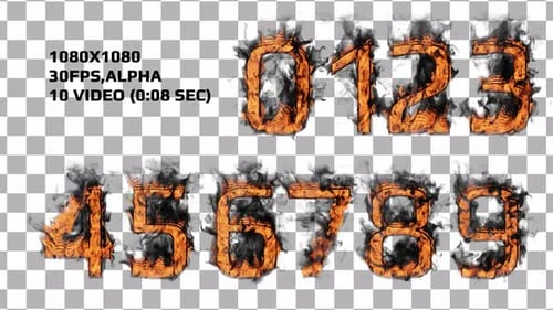 Burning Numbers Countdown with Fire and Smoke Effects
