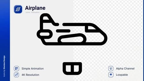 Minimalist Airplane Outline Icon Animation