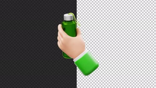 Hand Holding Water Bottle - 4K Alpha