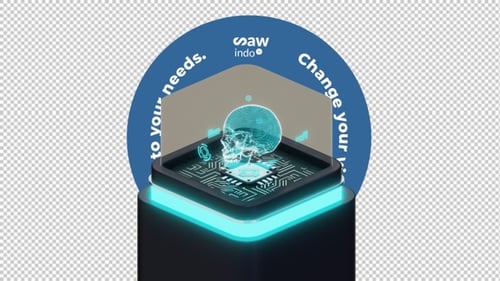 3D Animation Isometric Hologram Transparent Background Loop