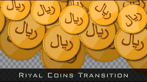 Falling Golden Riyal Coins Loop Animation Background