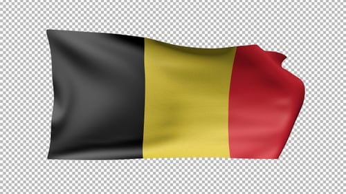 Waving Belgian Flag Alpha Channel Loop