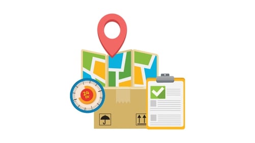 Flaches Design, Animation von Logistik und Auftragsbestätigung — transparent