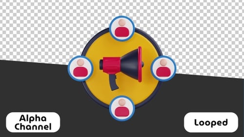 3D Communication Megaphone with Network of People Animation