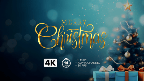 Animated Merry Christmas Calligraphy Titles Pack with Multiple Colors