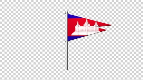 Animated Waving Flag of Cambodia on a Pole