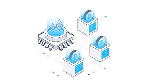 Bitcoin Network Isometric Animation Alpha Channel