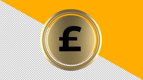 3D Golden Spinning Pound Sterling Coin Animation