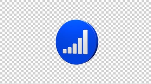 3D Rotating Bar Graph Icon for Business and Data Analysis