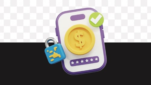 3D Animated Mobile Payment Security Transaction