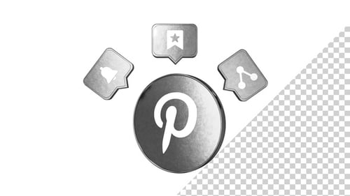Pinterest Social Media Animated 3D Icons