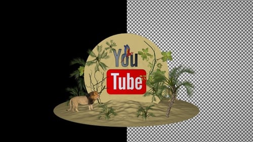Rotating Oasis with YouTube Logo Inside, Alpha Channel, Exclusive, 3D Render, Unique Design