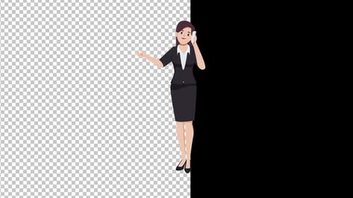 Animated Flat Design Businesswoman Gesturing and Talking on Phone