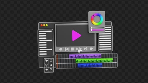 3D Animation of Video Clip Editing Design Tool | Alpha Channel