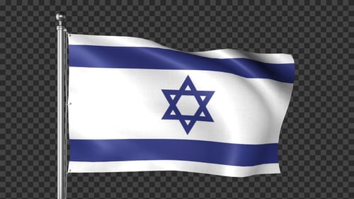 Flag of Israel Waving Seamlessly on Alpha Channel