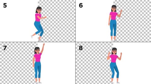 Cartoon Woman Character Poses and Actions Animation Set