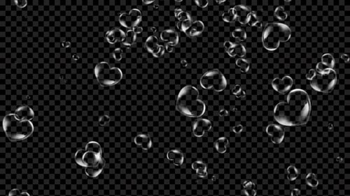 Bubbles Heart Falling Seamless Loop Alpha