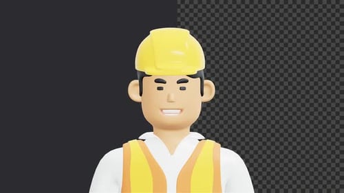 3D Construction Worker Profession Animation 4K