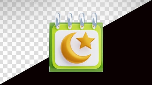 3D Animated Calendar Icon for Islamic Events