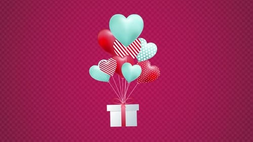 Heart Balloons and Gift Box Animation for Celebrations