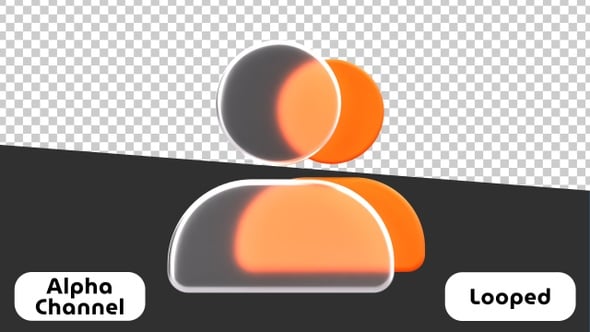 3D Glassmorphism User Profile Icon Animation | Alpha Channel, Elements ...