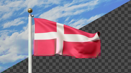 Realistic Waving Denmark Flag with Alpha Channel