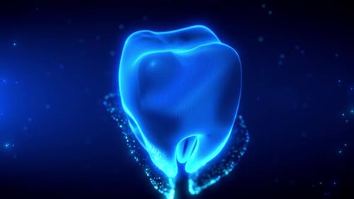 Futuristic Blue Glowing Particle Tooth Animation