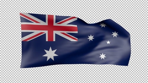 Australien, wehende Flagge, transparent, Alpha