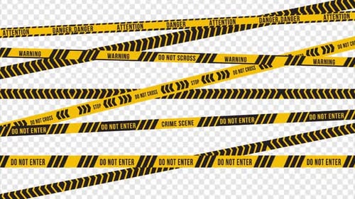 Animated Yellow and Black Warning Danger Caution Tapes