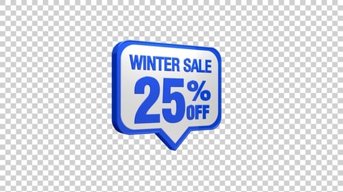 3D Animated Winter Sale 25% Off Speech Bubble Tag