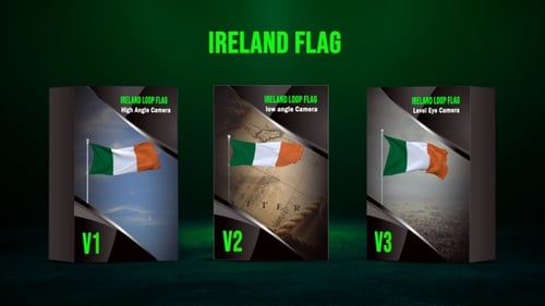 Waving Ireland Flag Looping Animation with Alpha Channel