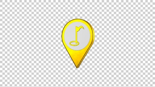 Golf Course Map Pin Location Icon Golden