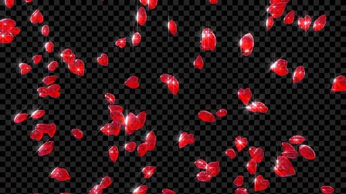Diamond Hearts Falling Red