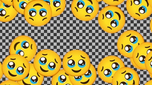 Emoji: rostro conteniendo lágrimas, transición | UHD | 60 fps