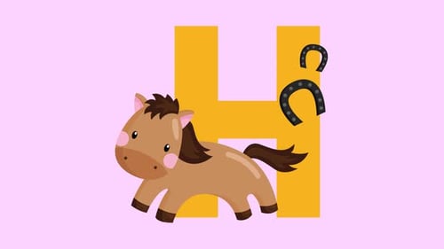 Animación de la letra H del alfabeto de animales