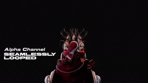 Santa On Sleigh And Reindeers Back View 02