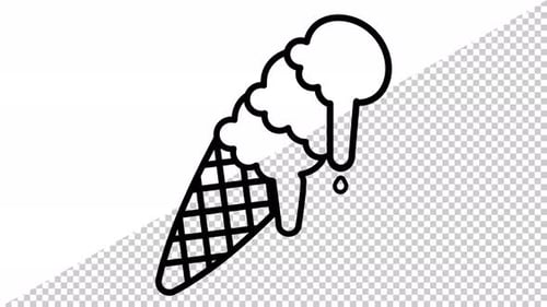 Animated Melting Ice Cream Cone Outline Icon