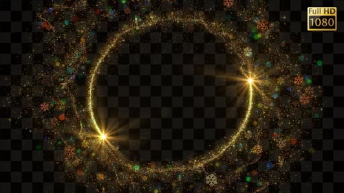 Golden Glitter Snowflake Christmas Frame Animation