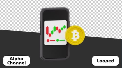Bitcoin Trading 3D Animated | Alpha Channel
