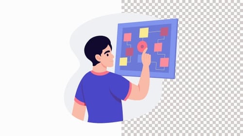 Brainstorming einer Person mit einem Alpha-Kanal für Ai Mindmap-Animationen
