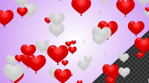 Heart Balloon Red And White Alpha Loop V7