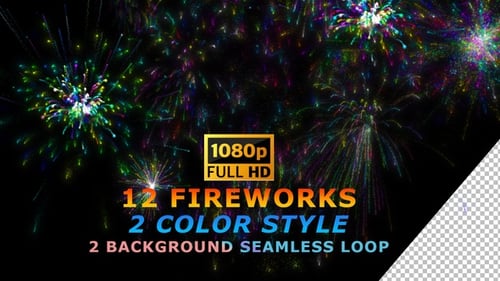Colorful Fireworks 12 Kinds Alpha Channel