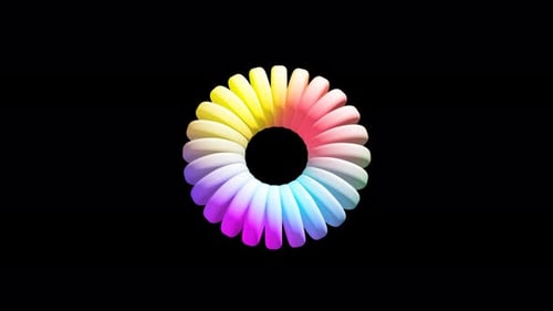 Futuristic abstract ring circle shape 3D animation with colorful gradient effect effect transparent