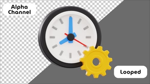 3D Animation of Time Management Clock | Alpha Channel