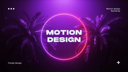 Glowing Neon Circle Frame with Tropical Palm Trees Animation Loop