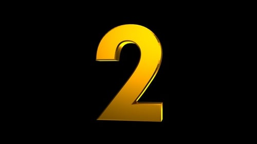 Rotating Golden 3D Number Two Animation