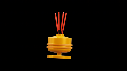3D Animated Golden Incense Burner with Sticks