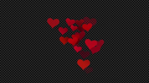 Floating Red Hearts Flat Design Seamless Loop Animation