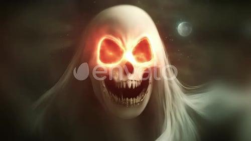 a scary ghost loop with Halloween background 4K pixels.